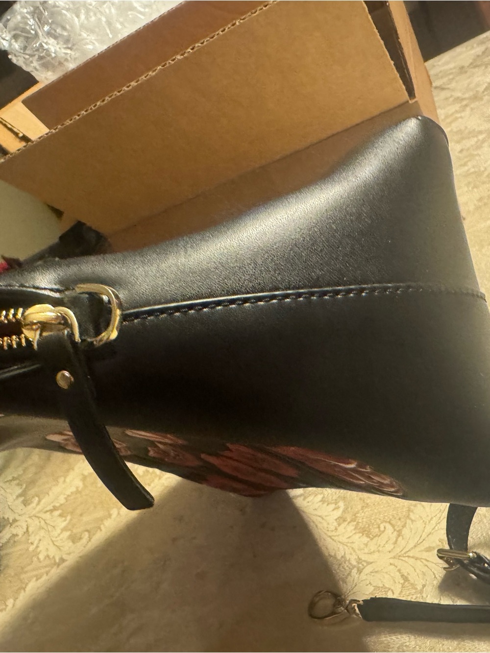 Kate Spade Rare "Ooh La La" Poppy Lottie Leather Satchel Bag Black Red - Picture 4 of 14